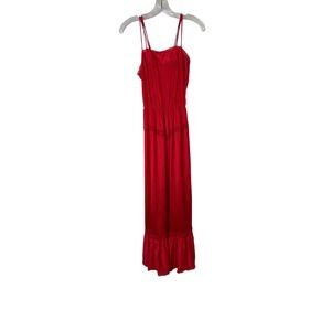 VTG Dixie Belle Red Nylon Maxi Slip Dress/Nightgown Sz‎ S Made USA READ